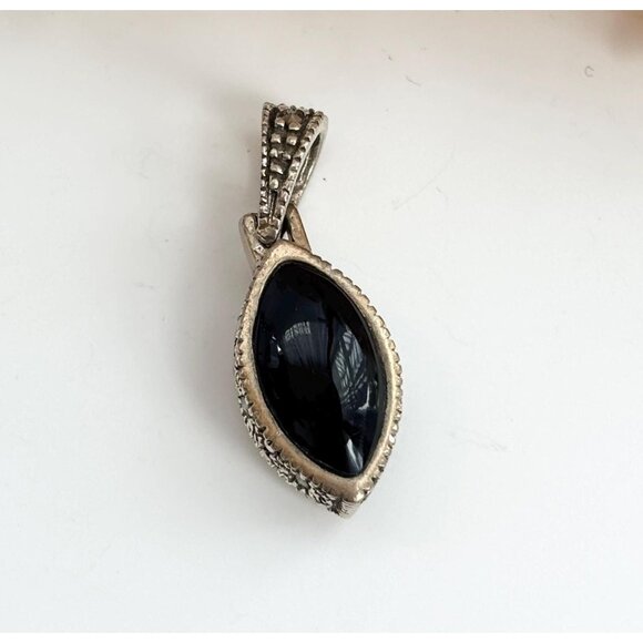 Art Deco Black Onyx, Mother of Pearl Sterling Silver 925 Vintage Pendant | Charm - Picture 1 of 10